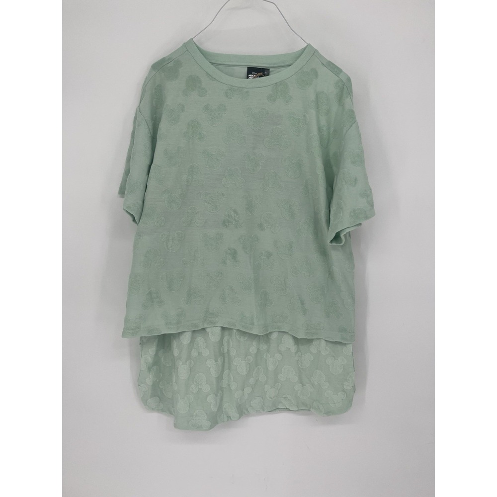 Aldi Disney Mickey Mouse Knit Green Drawstring Elastic Waist Skirt & Shirt Large